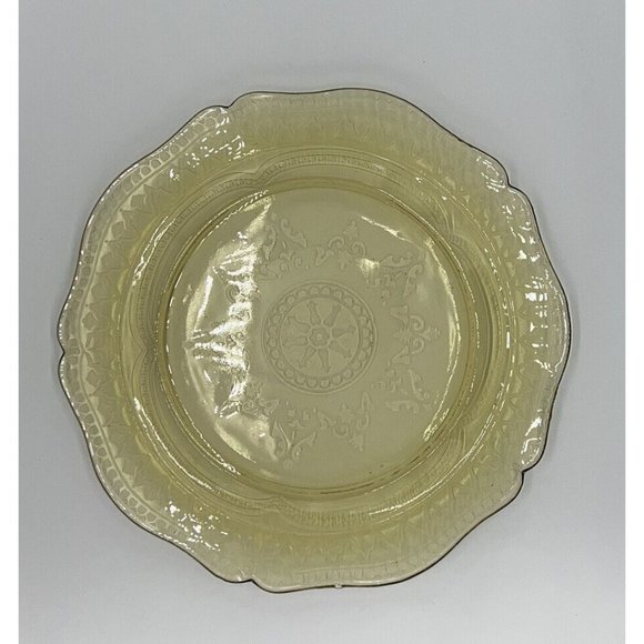 Vintage Federal Glass Amber Yellow Depression Patrician/Spoke Notched Plate 11” - Picture 1 of 5